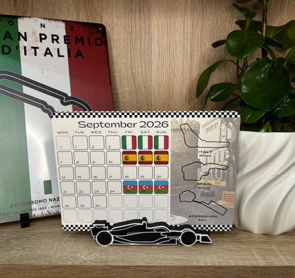 2026 F1 Calendar – Formula 1 Inspired Desk Calendar with Car Stand