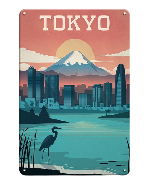 Tokyo Skyline Artwork - Metal Sign