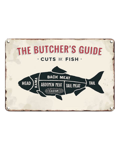 The Butcher’s Guide Fish Cuts Vintage Kitchen Decor – Metal Sign