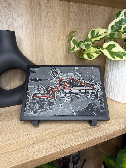 World Track Terrain Maps - 3D Printed Circuit Displays with Stand