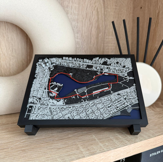 F1 Inspired Circuit Terrain Maps - 3D Printed Formula 1 Track Displays with Stand