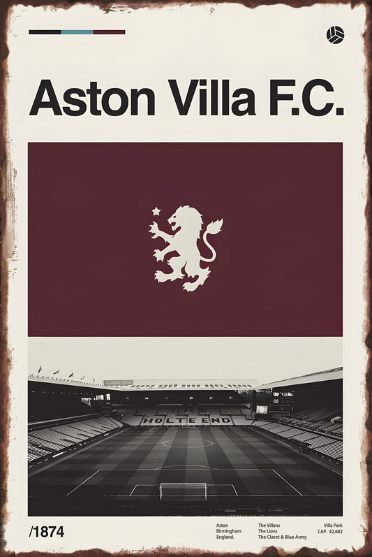 Aston Villa FC Villa Park Stadium Poster – Metal Sign