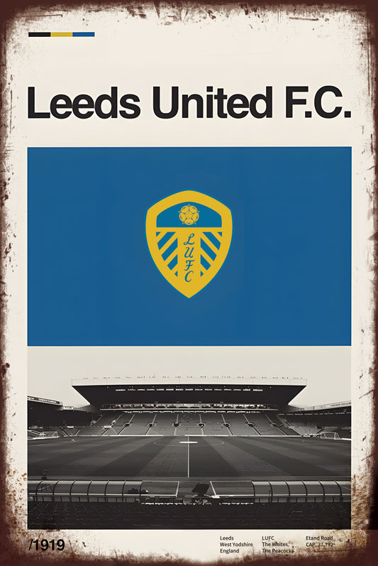 Leeds United FC Elland Road Stadium Poster – Metal Sign